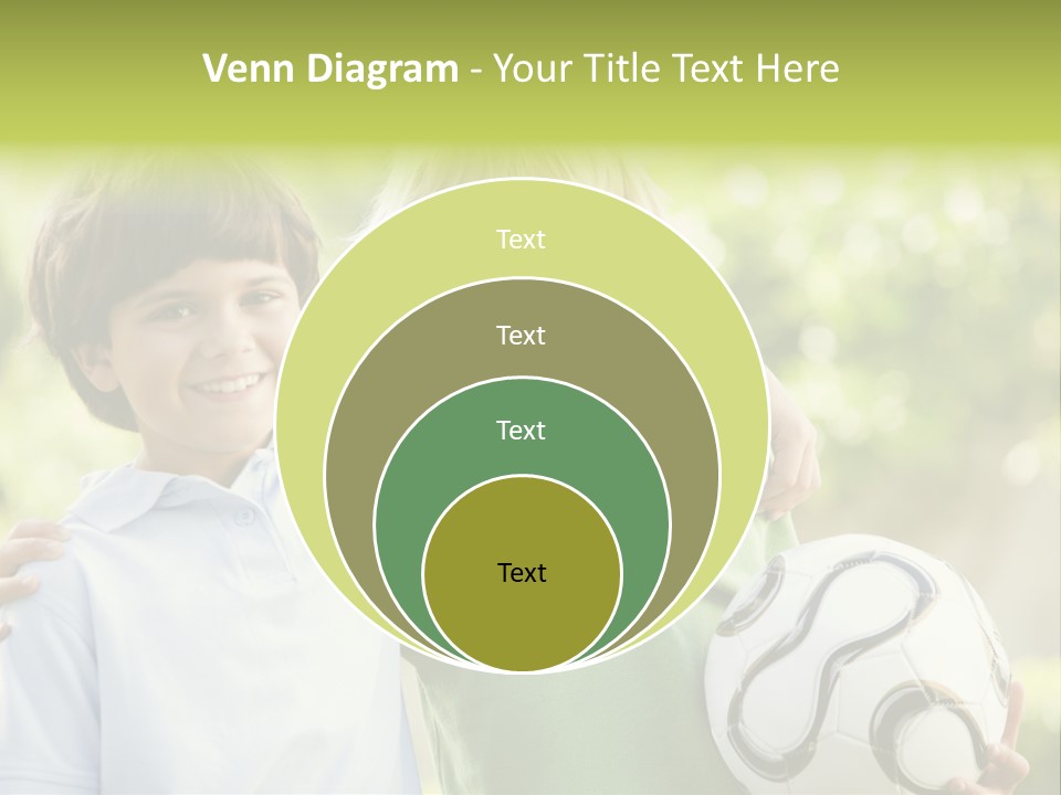 Two Young Boys Outdoors With Soccer Ball Smiling PowerPoint Template