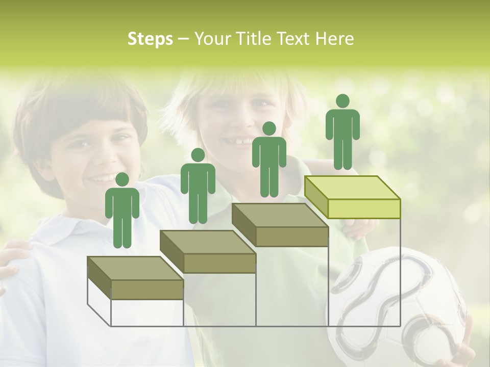 Two Young Boys Outdoors With Soccer Ball Smiling PowerPoint Template