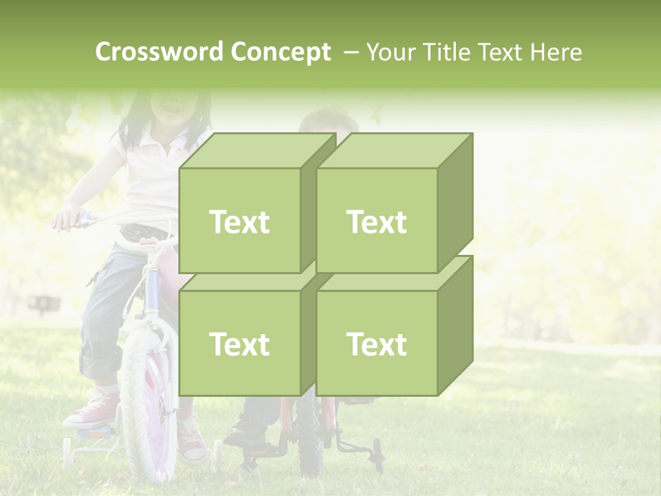 Brother And Sister Outdoors On Bicycles Smiling PowerPoint Template