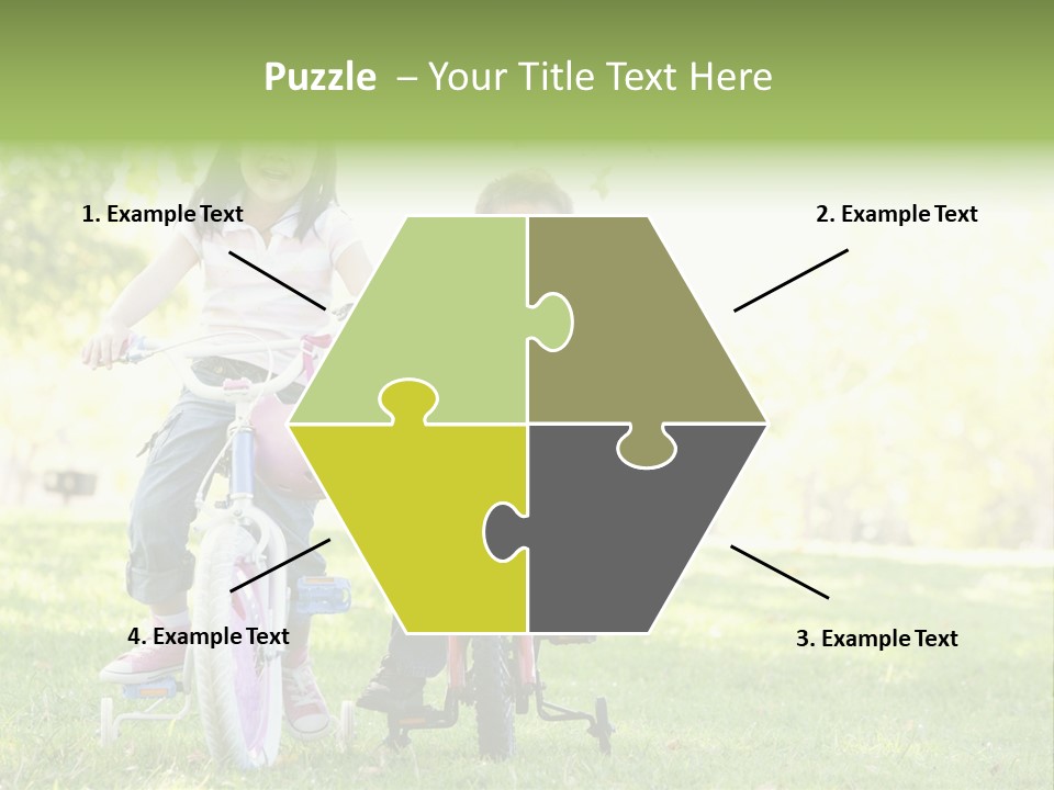 Brother And Sister Outdoors On Bicycles Smiling PowerPoint Template