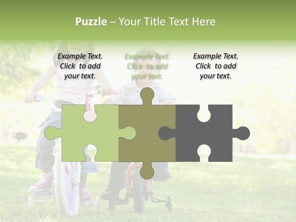 Brother And Sister Outdoors On Bicycles Smiling PowerPoint Template