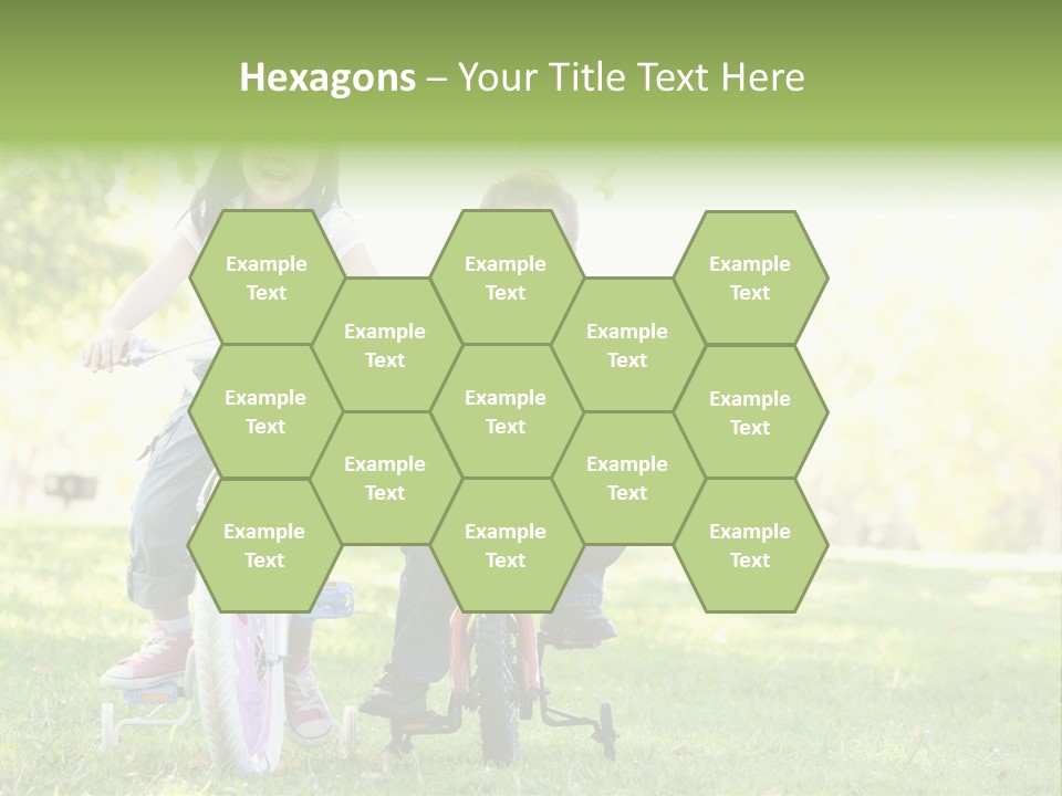 Brother And Sister Outdoors On Bicycles Smiling PowerPoint Template