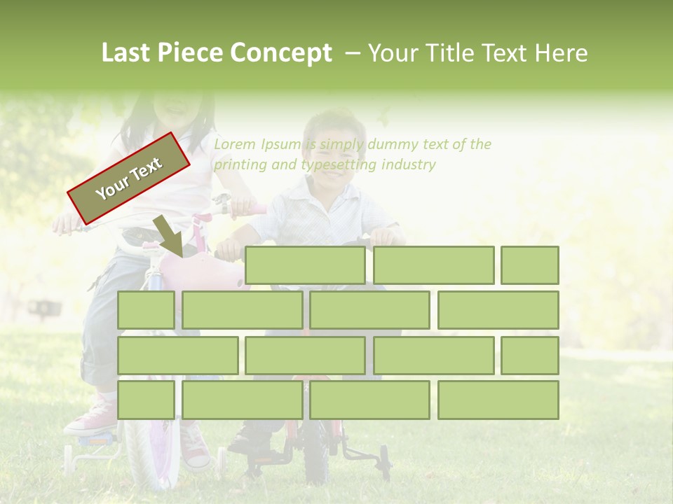 Brother And Sister Outdoors On Bicycles Smiling PowerPoint Template