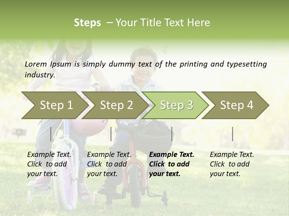 Brother And Sister Outdoors On Bicycles Smiling PowerPoint Template