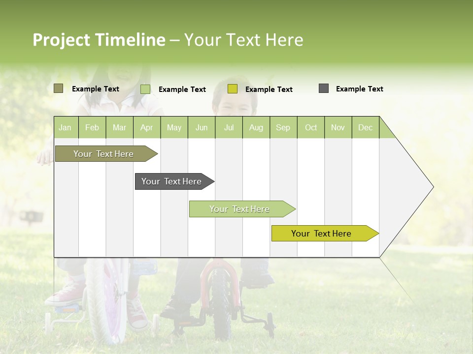 Brother And Sister Outdoors On Bicycles Smiling PowerPoint Template