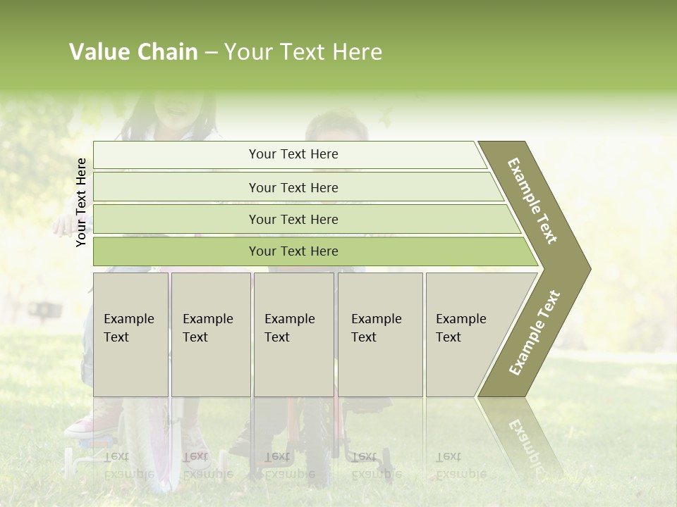 Brother And Sister Outdoors On Bicycles Smiling PowerPoint Template