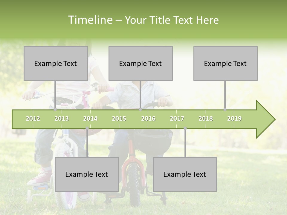 Brother And Sister Outdoors On Bicycles Smiling PowerPoint Template