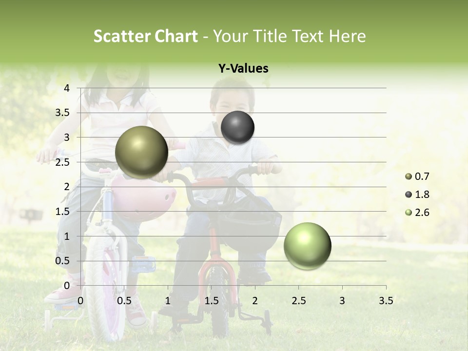 Brother And Sister Outdoors On Bicycles Smiling PowerPoint Template