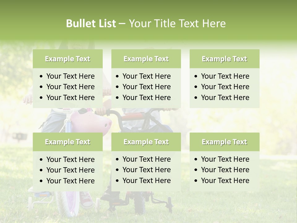 Brother And Sister Outdoors On Bicycles Smiling PowerPoint Template