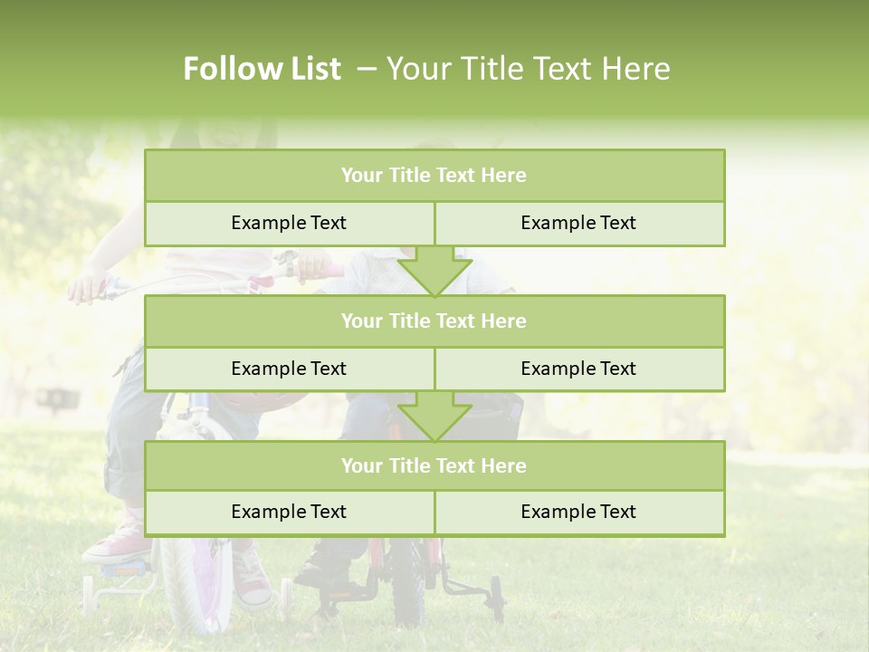 Brother And Sister Outdoors On Bicycles Smiling PowerPoint Template