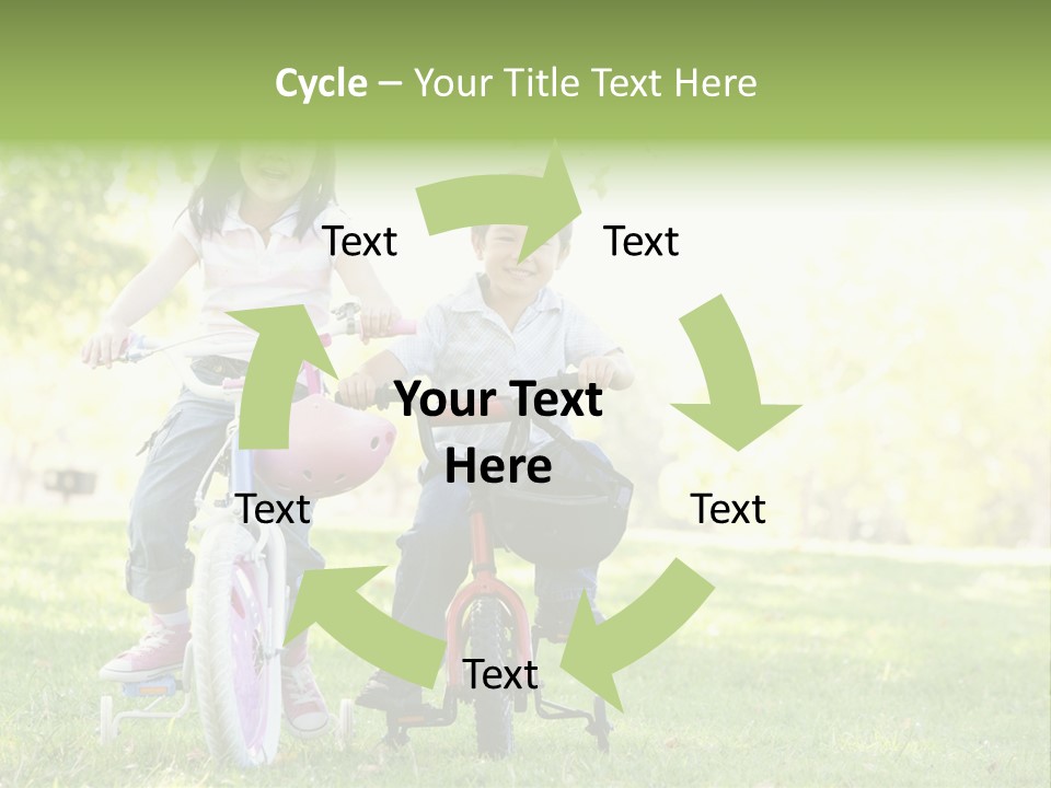 Brother And Sister Outdoors On Bicycles Smiling PowerPoint Template