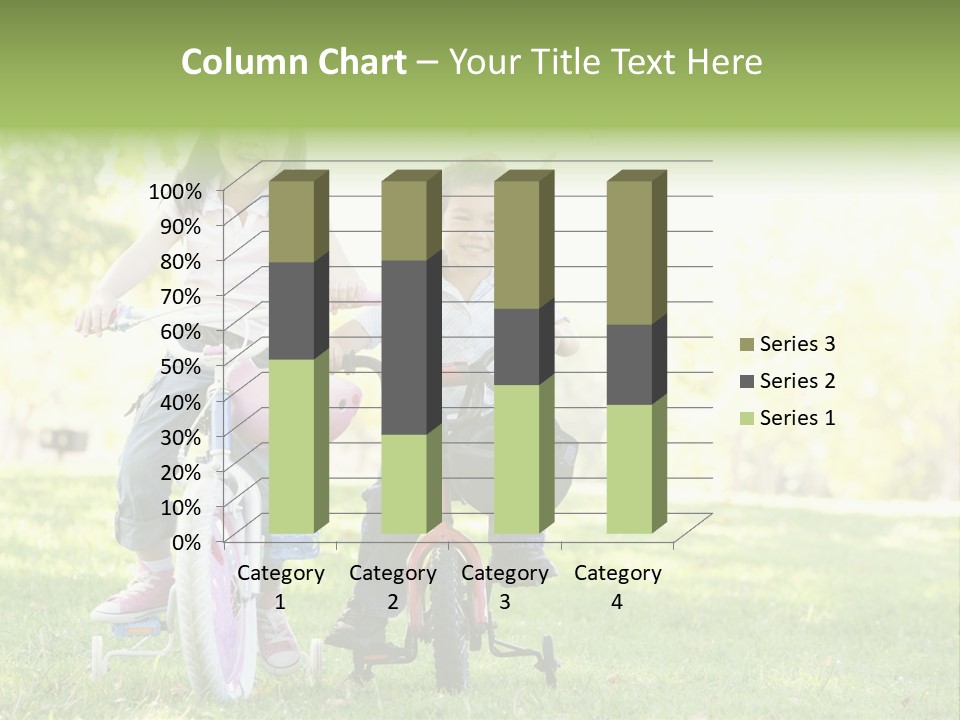 Brother And Sister Outdoors On Bicycles Smiling PowerPoint Template
