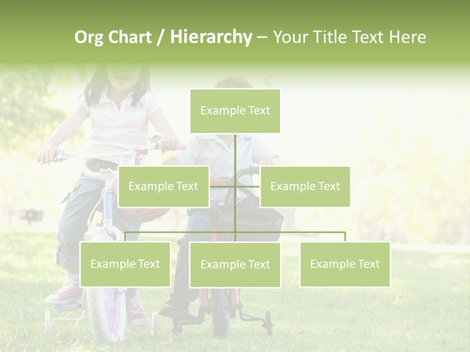 Brother And Sister Outdoors On Bicycles Smiling PowerPoint Template