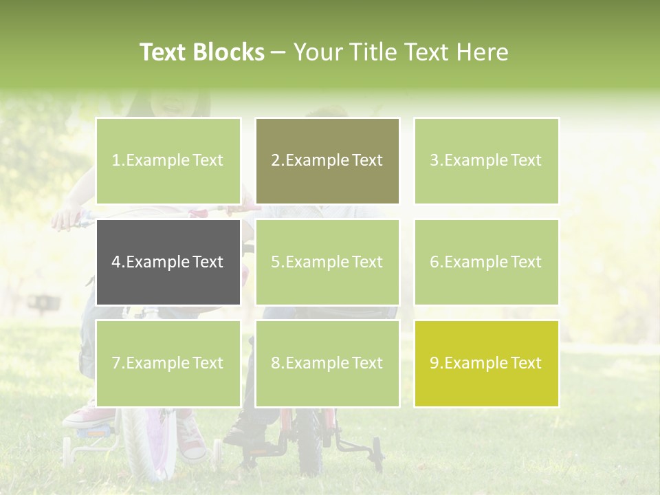 Brother And Sister Outdoors On Bicycles Smiling PowerPoint Template