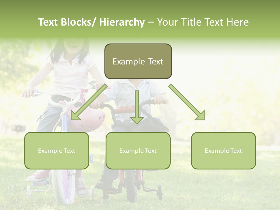 Brother And Sister Outdoors On Bicycles Smiling PowerPoint Template