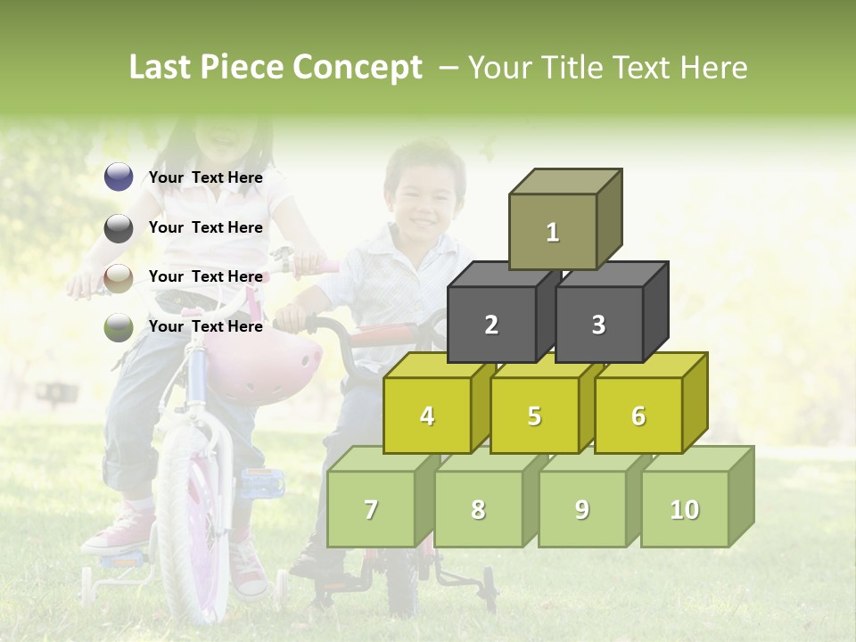 Brother And Sister Outdoors On Bicycles Smiling PowerPoint Template