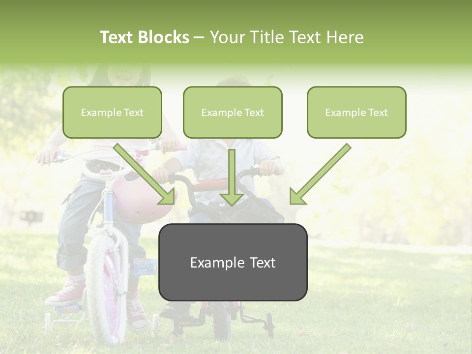 Brother And Sister Outdoors On Bicycles Smiling PowerPoint Template