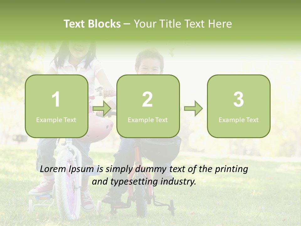 Brother And Sister Outdoors On Bicycles Smiling PowerPoint Template