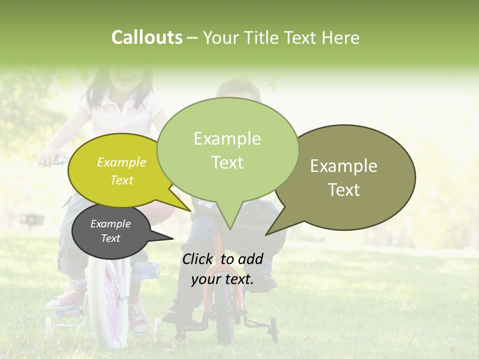 Brother And Sister Outdoors On Bicycles Smiling PowerPoint Template