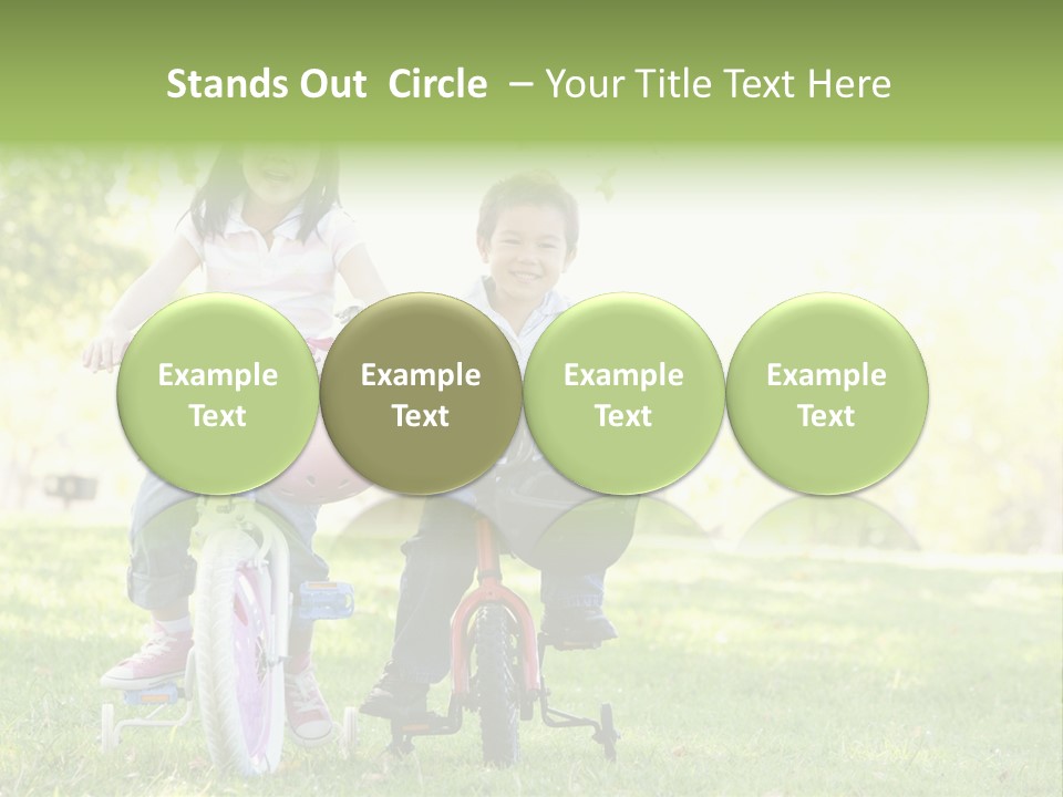 Brother And Sister Outdoors On Bicycles Smiling PowerPoint Template