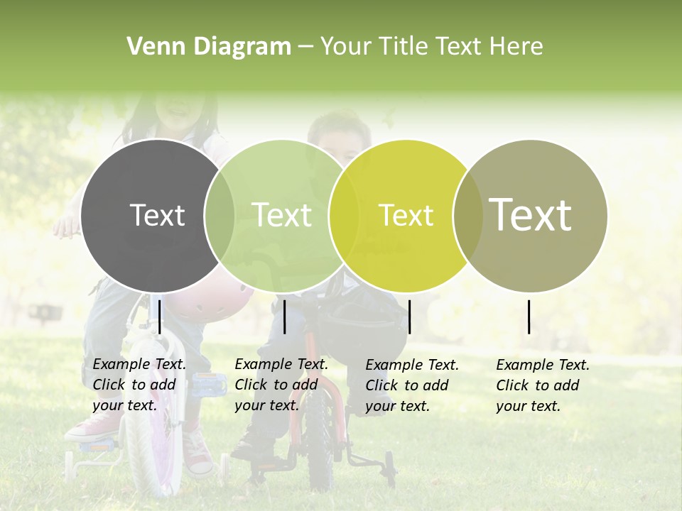 Brother And Sister Outdoors On Bicycles Smiling PowerPoint Template