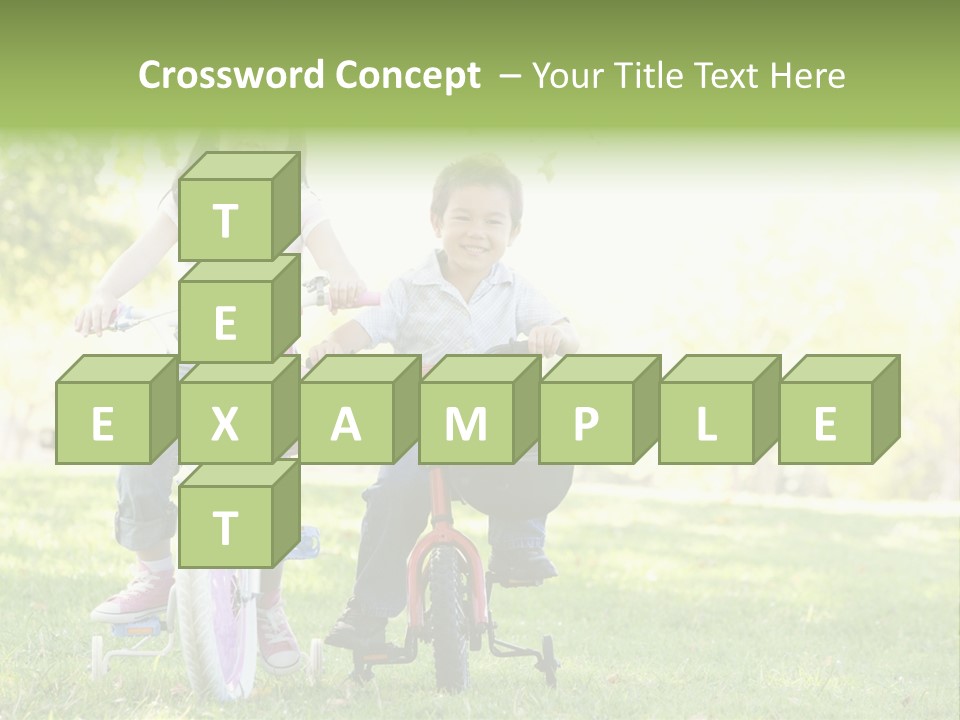 Brother And Sister Outdoors On Bicycles Smiling PowerPoint Template