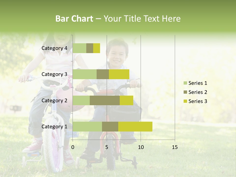 Brother And Sister Outdoors On Bicycles Smiling PowerPoint Template