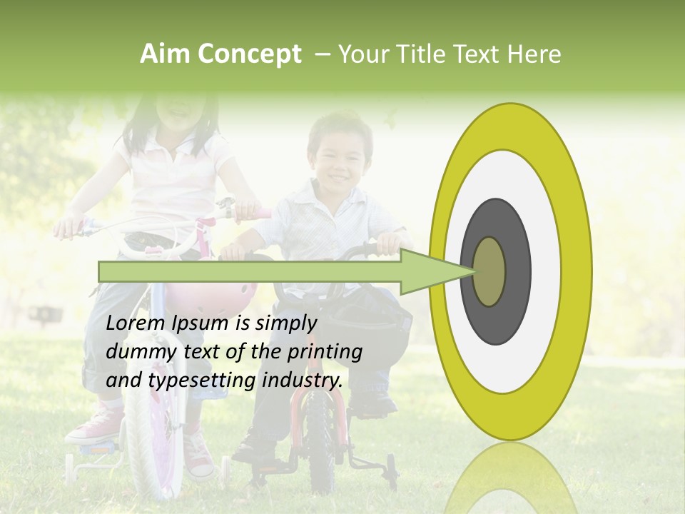 Brother And Sister Outdoors On Bicycles Smiling PowerPoint Template