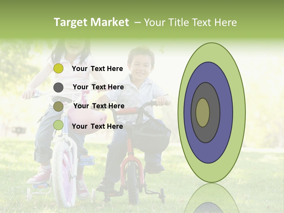 Brother And Sister Outdoors On Bicycles Smiling PowerPoint Template