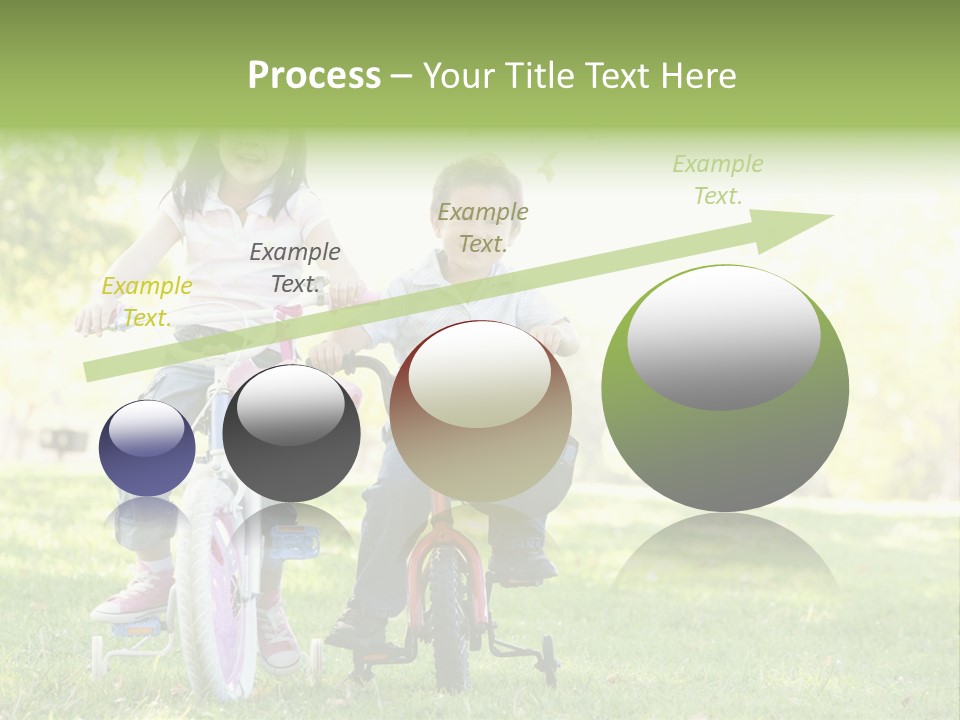 Brother And Sister Outdoors On Bicycles Smiling PowerPoint Template