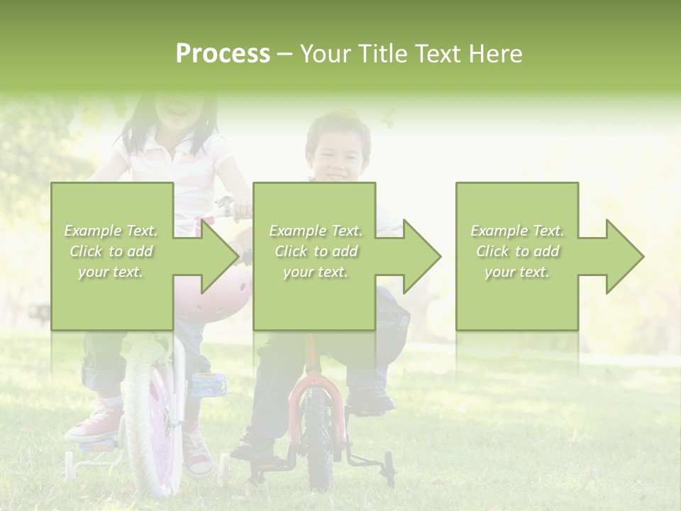 Brother And Sister Outdoors On Bicycles Smiling PowerPoint Template