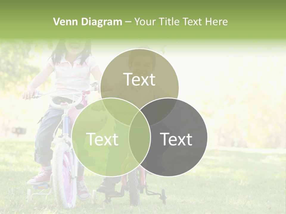 Brother And Sister Outdoors On Bicycles Smiling PowerPoint Template