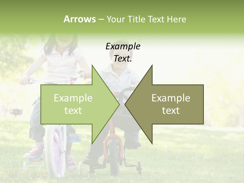 Brother And Sister Outdoors On Bicycles Smiling PowerPoint Template