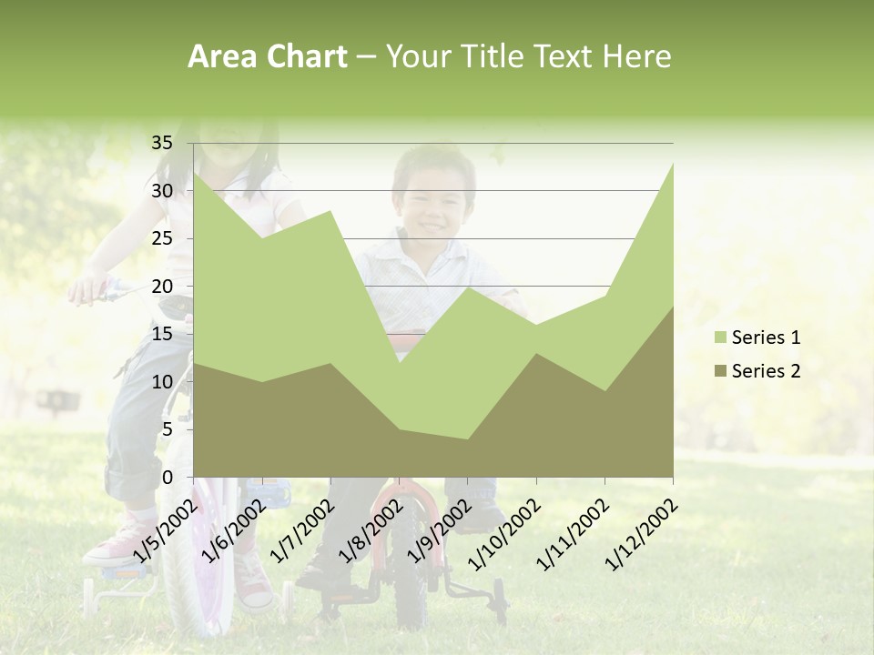 Brother And Sister Outdoors On Bicycles Smiling PowerPoint Template