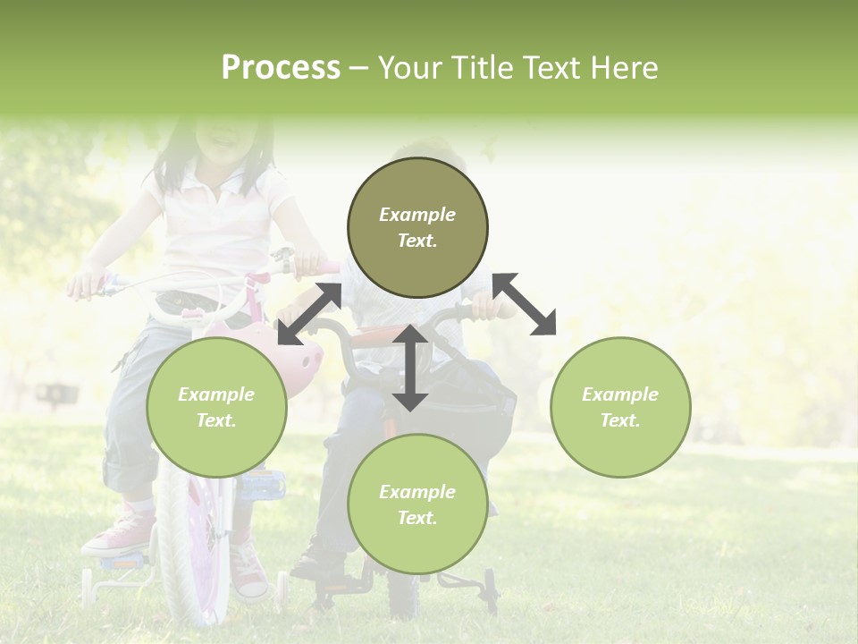 Brother And Sister Outdoors On Bicycles Smiling PowerPoint Template