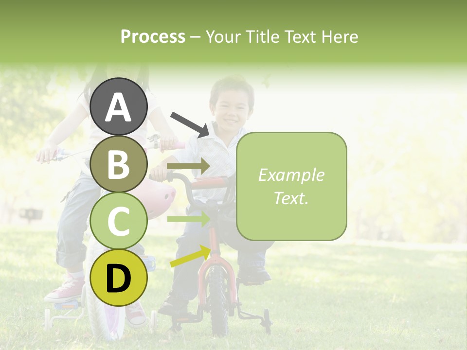 Brother And Sister Outdoors On Bicycles Smiling PowerPoint Template