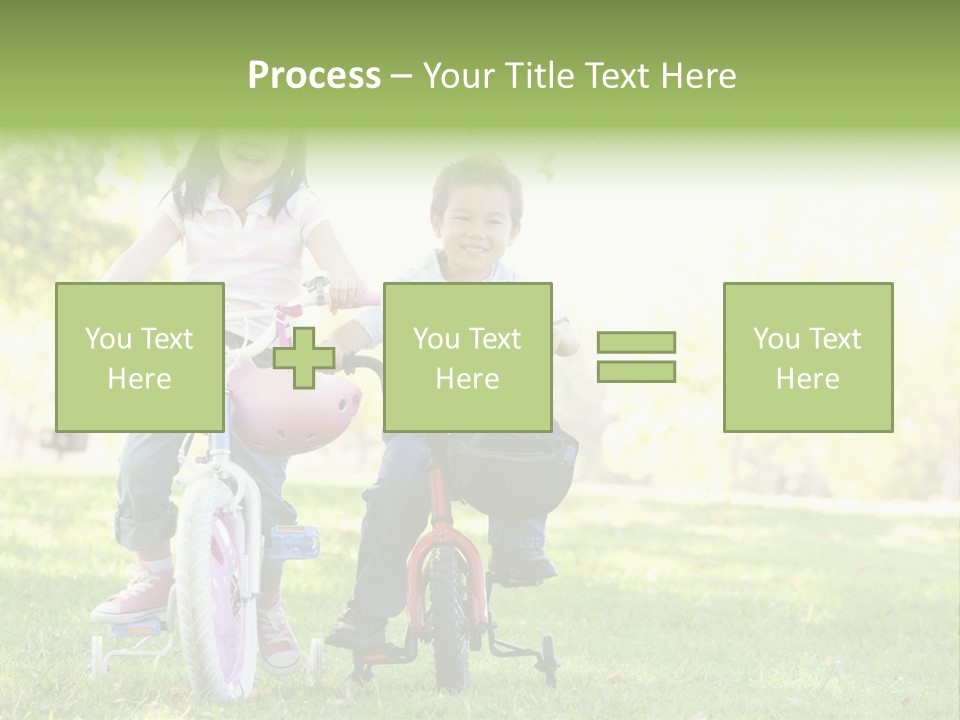 Brother And Sister Outdoors On Bicycles Smiling PowerPoint Template