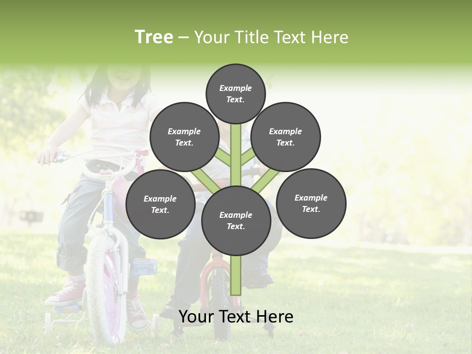 Brother And Sister Outdoors On Bicycles Smiling PowerPoint Template