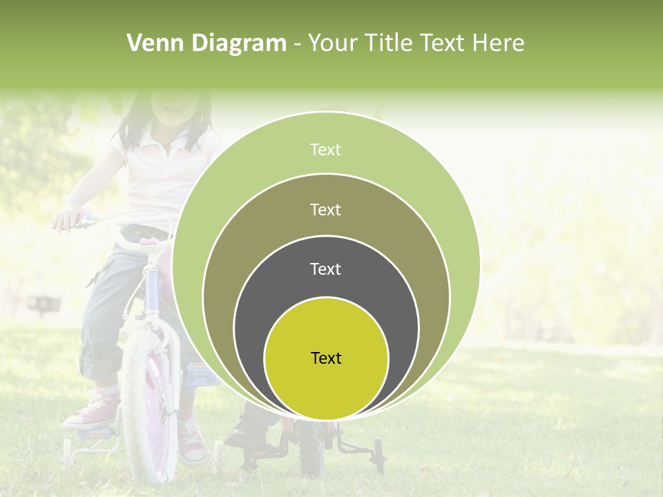 Brother And Sister Outdoors On Bicycles Smiling PowerPoint Template