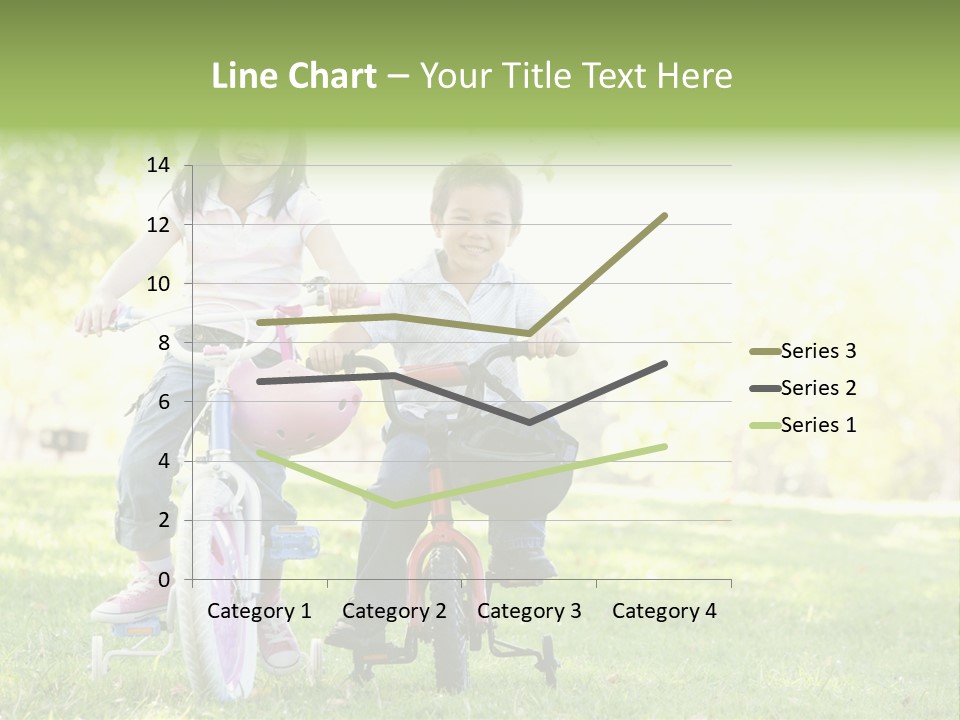 Brother And Sister Outdoors On Bicycles Smiling PowerPoint Template
