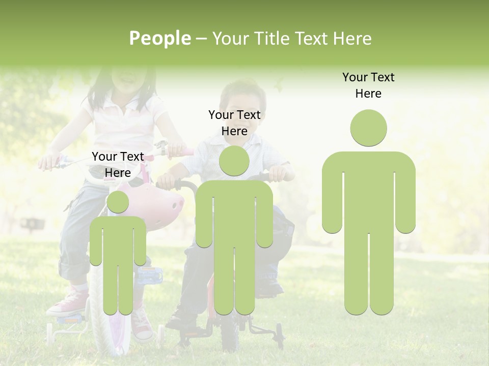 Brother And Sister Outdoors On Bicycles Smiling PowerPoint Template