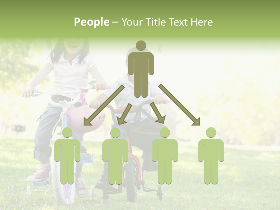 Brother And Sister Outdoors On Bicycles Smiling PowerPoint Template