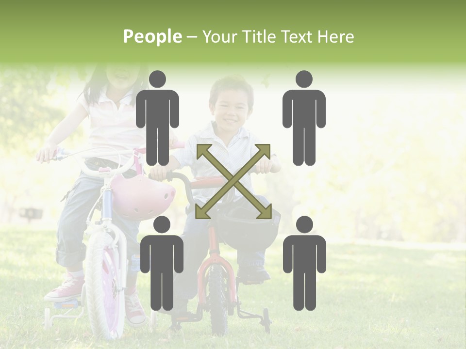 Brother And Sister Outdoors On Bicycles Smiling PowerPoint Template