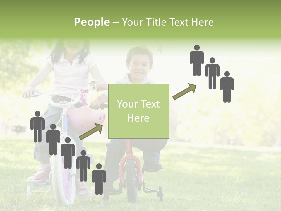 Brother And Sister Outdoors On Bicycles Smiling PowerPoint Template