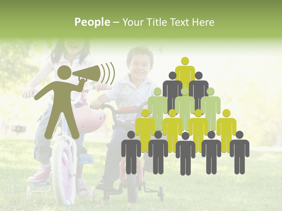 Brother And Sister Outdoors On Bicycles Smiling PowerPoint Template