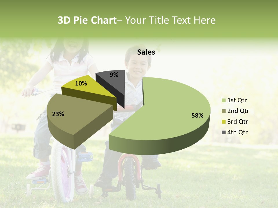 Brother And Sister Outdoors On Bicycles Smiling PowerPoint Template