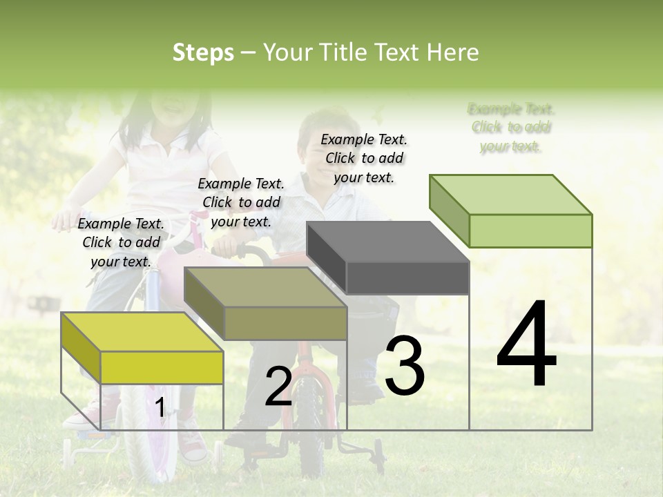 Brother And Sister Outdoors On Bicycles Smiling PowerPoint Template