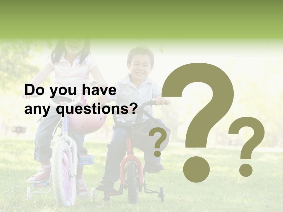 Brother And Sister Outdoors On Bicycles Smiling PowerPoint Template