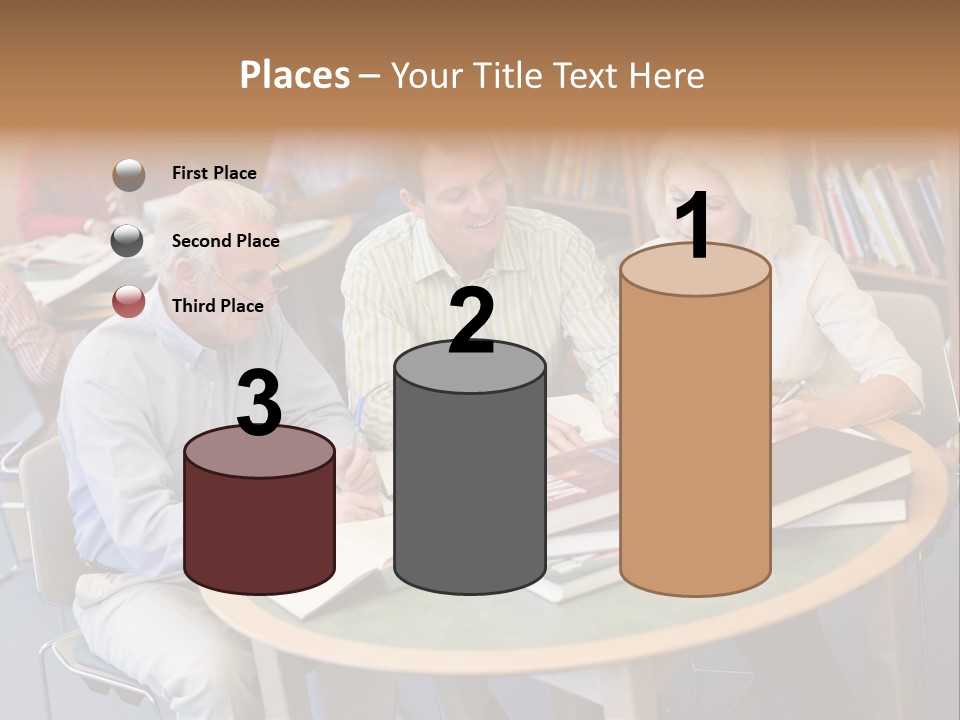 A Group Of People Sitting Around A Table With Books PowerPoint Template