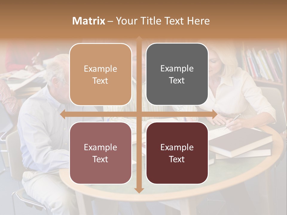 A Group Of People Sitting Around A Table With Books PowerPoint Template